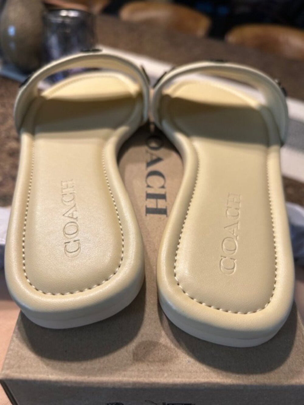Coach Moonlight Leather Upper Lockup Slide Sandal With Tea Rose - Picture 5 of 12